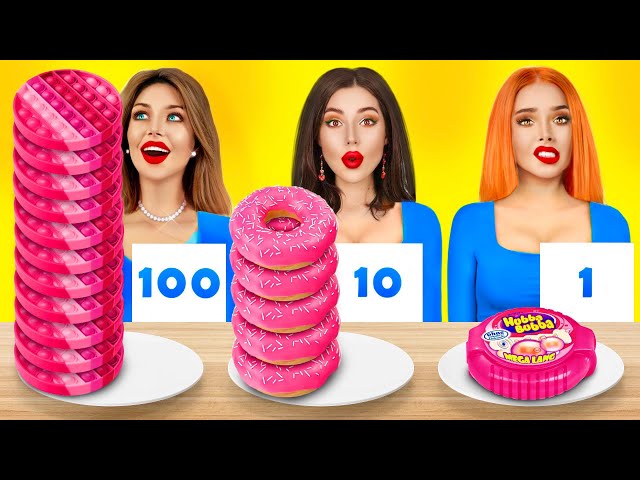 100 Layers Food Challenge | Battle 1 VS 100 Layers Chocolate Yummies! Mukbang by RATATA POWER