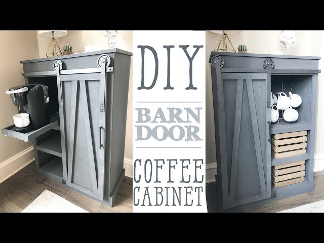 DIY Barn Door Coffee Cabinet