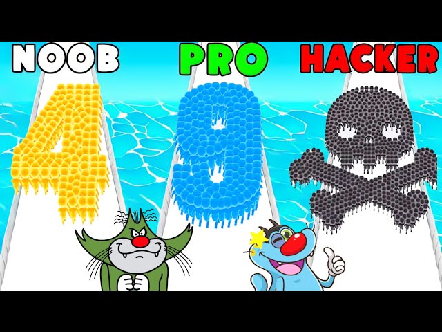 NOOB vs PRO vs HACKER in CROWD NUMBER 3D with OGGY JACK BOB