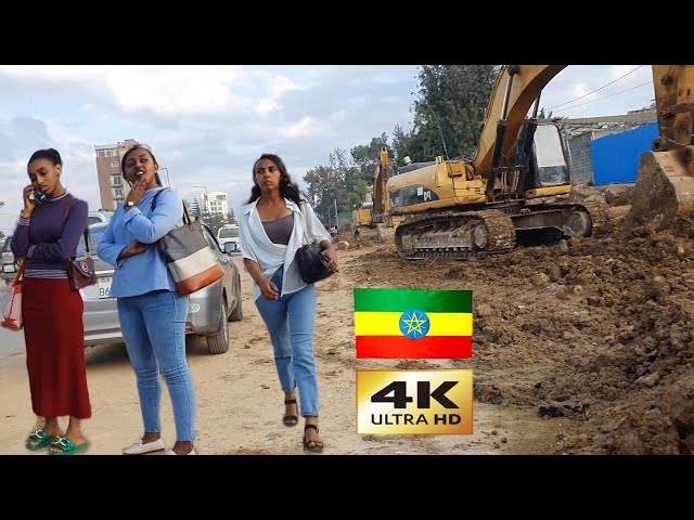 የፈረሰው መንገድ , መገናኛ , 🇪🇹 Addis Ababa walking Tour 2024 , Ethiopia [4K]