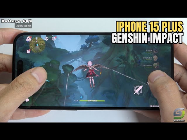 iPhone 15 Plus test game Genshin Impact Max Graphics | Highest 60FPS