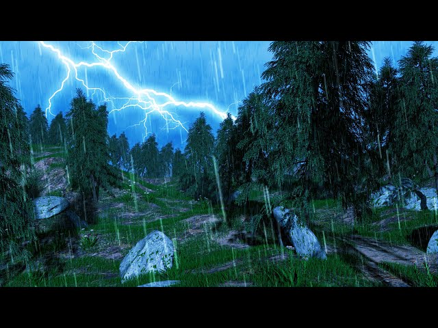 Forest Rain Sounds for Sleep ⛈️ Thunderstorm White Noise 10 Hours 4k