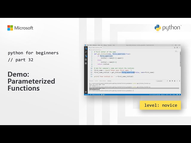 Demo: Parameterized functions | Python for Beginners [32 of 44]