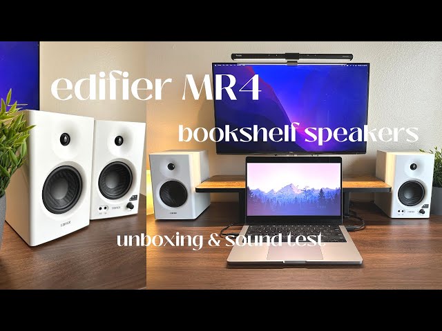 Unboxing Edifier MR4 Bookshelf Speakers (Sound Test vs M1 MacBook Pro 14" speakers)