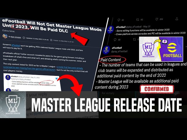Upcoming MASTER LEAGUE Official Release Date In V2.2.0 Update + Information | eFootball 2023 Mobile