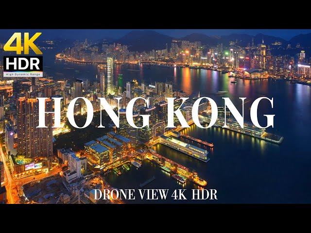 Hong Kong 4K drone view 🇨🇳 Flying Over Hong Kong | Relaxation film with calming music - 4k HDR