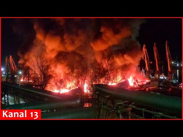 Footage of a massive fire at a port in Russia’s Kamchatka region