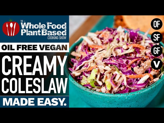 CREAMY VEGAN COLESLAW » oil-free, sugar-free, loaded with tangy flavor!