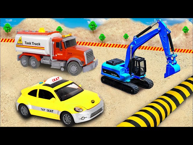Crane Truck and construction vehicles rescue the train accident | Truck and Cars Story | Car toys