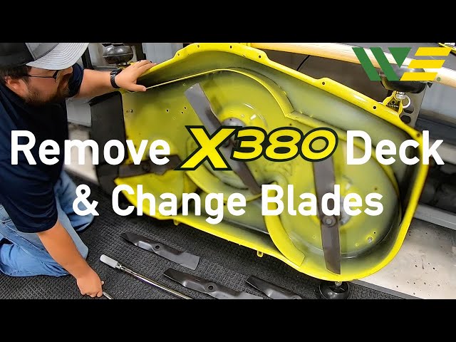 How to Remove Deck and Change Blades John Deere X380
