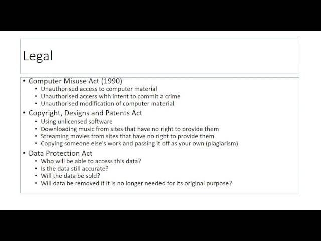 [OCR Computing Revision Video] 2.1.1 - Ethical, environmental, legal considerations