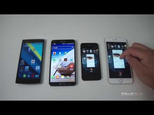 iPhone 6 Plus vs ONEPLUS One vs Galaxy Note 3 vs iPhone 5s - Benchmark test