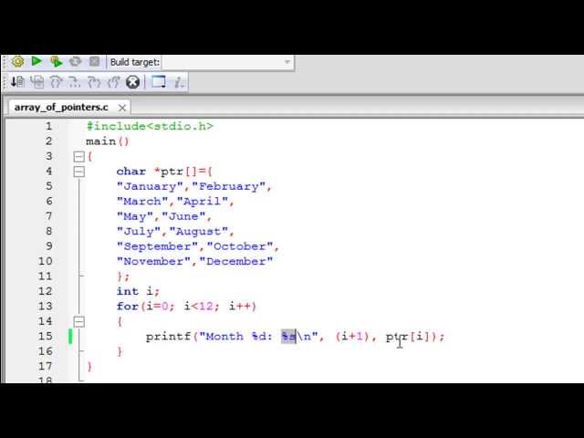 C Programming Tutorial - 59: Array of Pointers