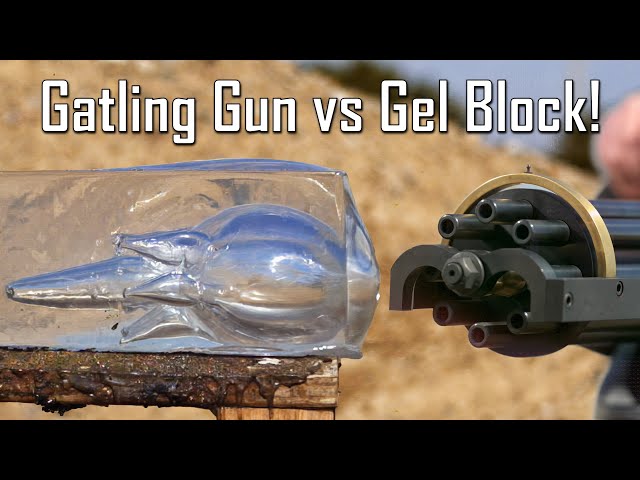 Gatling Gun DESTROYS Gel Block! - Ballistic High-Speed