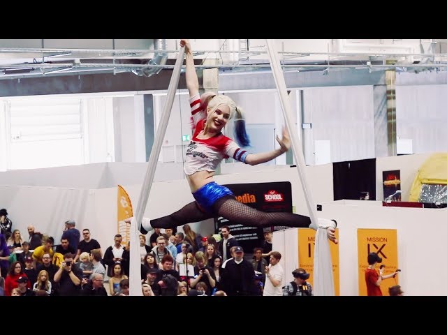 Harley Quinn Comic Con Göteborg Aerial Silks Performance | MIRA VALKIRA
