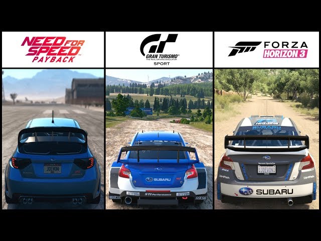 NFS Payback VS GT Sport VS Forza Horizon 3 - SUBARU RALLY BATTLE