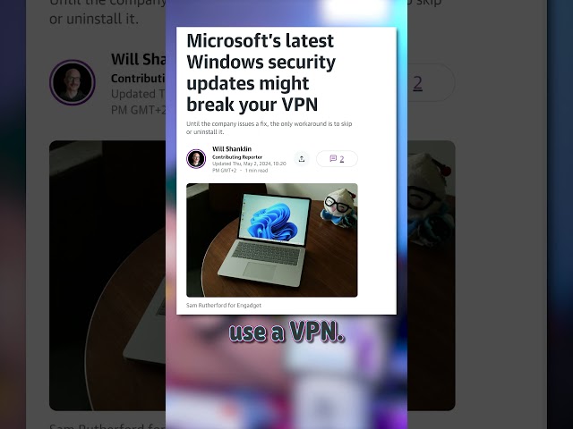 Windows Update Breaks VPNs