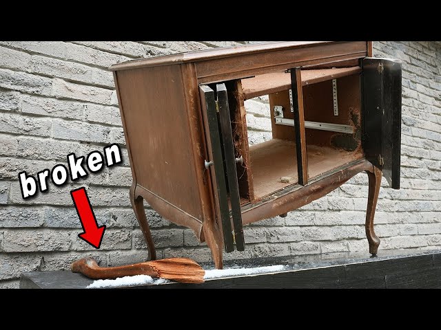 Destroyed Antique Record Cabinet Restoration - It plays music again :)