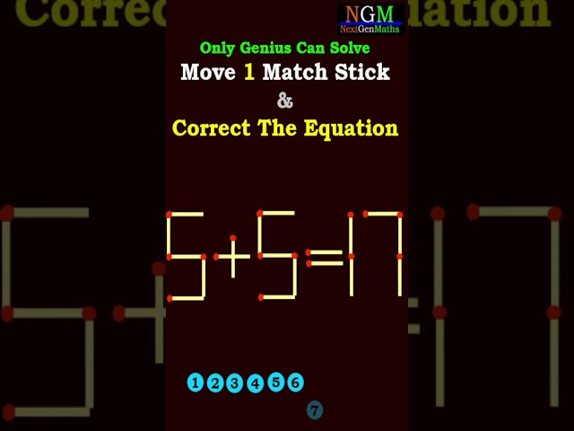 #viralshorts #trending #matchstick PUZZLE 102 Move 1 Match Stick & Correct The Equation