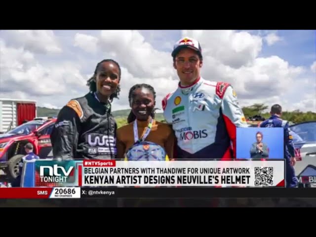 WRC driver competes in helmet with artwork designed by Kenyan artist Thandiwe Muriu