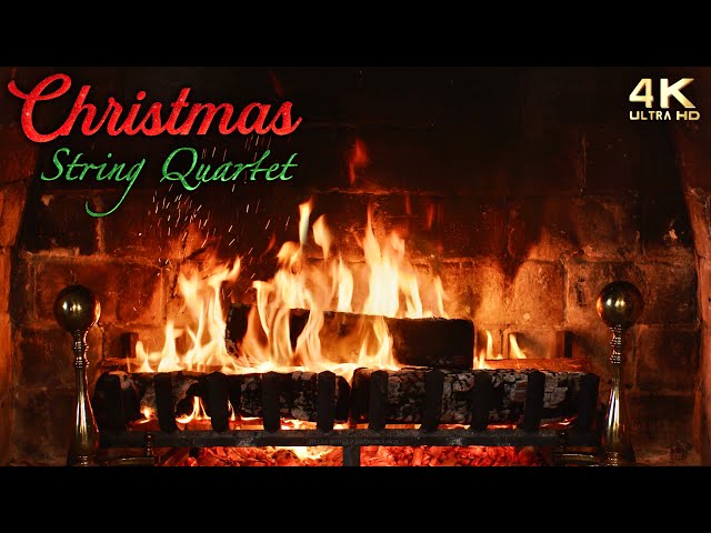 Christmas Fireplace  w/ Classical String Quartet Christmas Music 🎄Instrumental Christmas Music