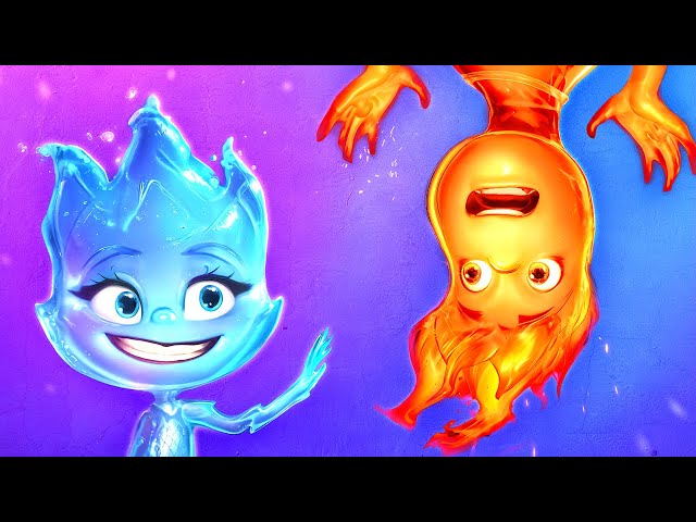 Ember and Wade from ELEMENTAL Switched Elements! Fire vs Water: Funny Situations by Elements