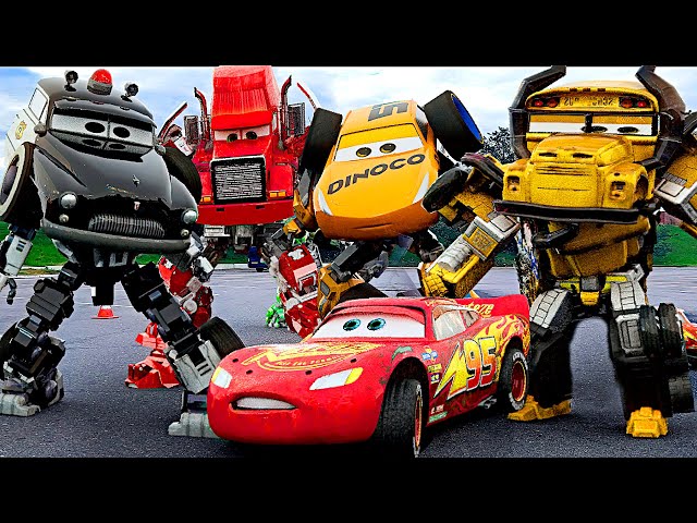Lightning McQueen TRANSFORMERS in Real Life on Road cars PIXAR all