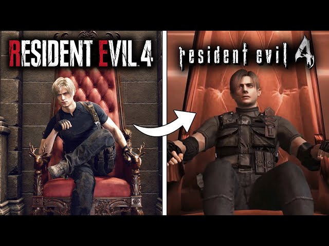 Leon Sits on the Throne in RESIDENT EVIL 4 REMAKE vs ORIGINAL RE4