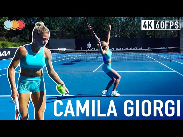 Camila Giorgi Court Level - Serve & volley practice [4k 60fps]