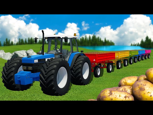 HARVESTING AND LOADING POTATOES WITH LANDINI TRACTORS AND LIZARD TRAILERS - Farming Simulator 22