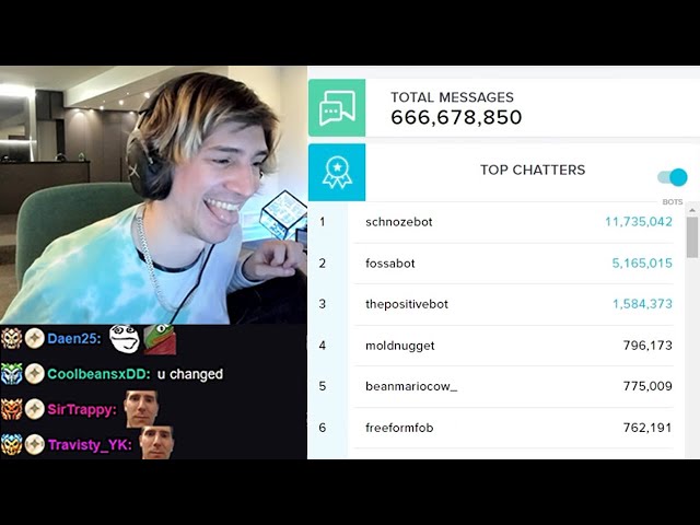 xQc look up at his top chatters and vips