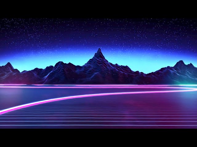 4K Retrowave Mountains Screensaver (8 Hours)