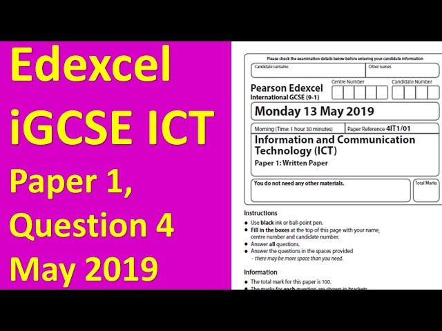 Edexcel iGCSE ICT Paper 1 2019 Question 4