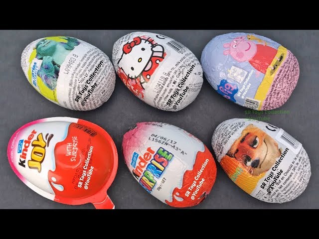 6 Surprise Eggs - Kinder Surprise, Kinder Joy, Hello Kitty, Peppa Pig, Zootopia