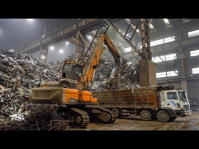 Amazing Scale! Process of Making I-Beam with Metal Scrap. Korean Steel Factory