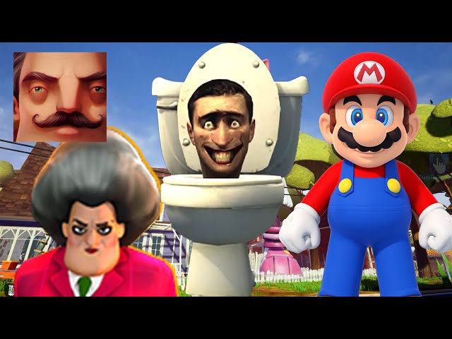 Hello Neighbor - New Secret Neighbor Skibidi Toilet Scary Teacher Crash Bandicoot Mario Gameplay