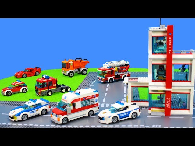 Lego City Cars Unboxing for Kids: Fire Engine, Police Trucks, Excavator, Emergency Vehicle Toys
