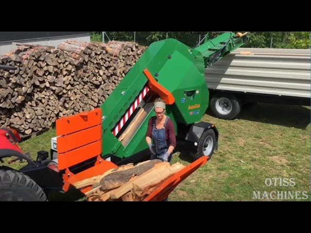 10 Extreme Fast Automatic Firewood Processing Machine,Modern Wood Cutting Machine Splitting Firewood
