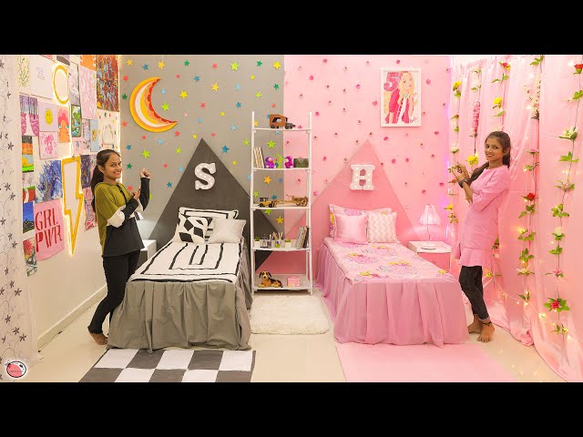 2 Sisters ❤️ BedRoom Makeover - On Her Choice[Pink & Black] 👉(Most Beautiful) #Love #Fun