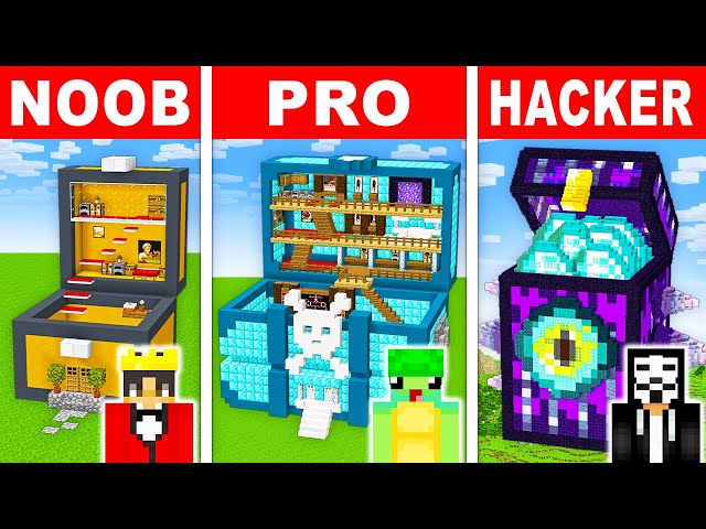 NOOB vs PRO: SECRET CHEST HOUSE Build Challenge in Minecraft!