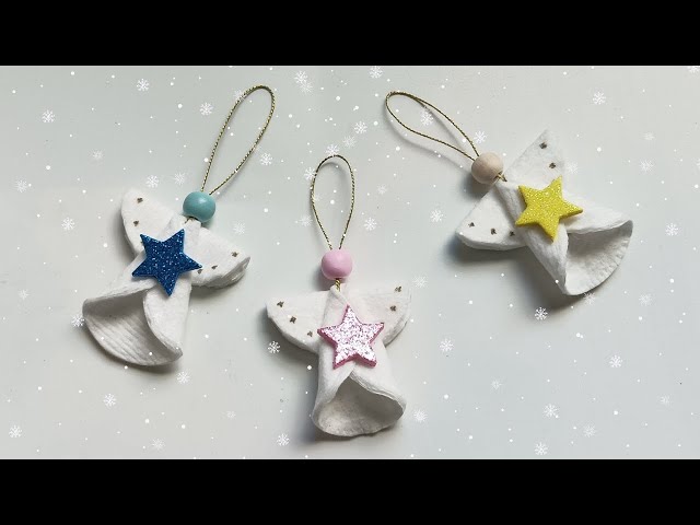 DIY CHRISTMAS ORNAMENTS DECORATION IDEAS: Angels made from cotton pads