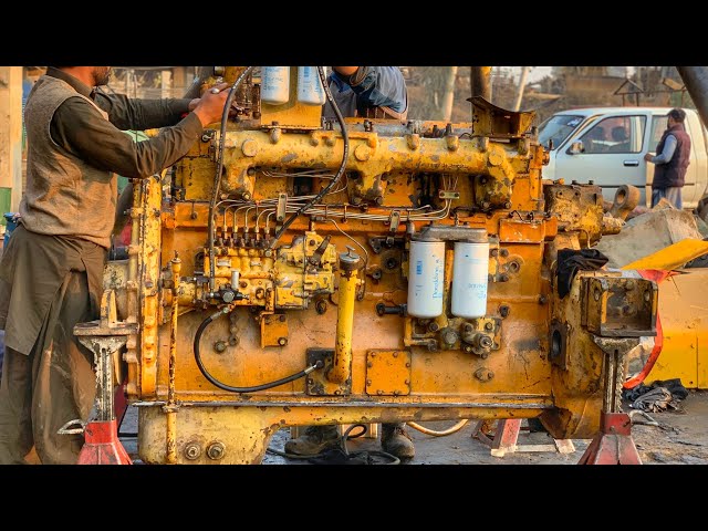 Rebuilding Komatsu bulldozer D155 Diesel Engine in Local Workshop || Restoration of Diesel Engine