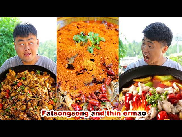 mukbang | chili noodles | Spicy Chicken | Roast Duck | spicy challenge | songsong and ermao