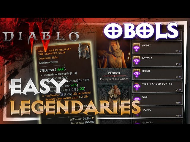 Diablo 4 - Murmuring Obols & Curiosity Vendors! Beginners Guide to Legendary Items!