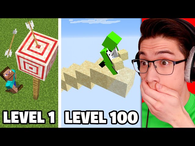 Testing Minecraft IMPOSSIBLE Trick Shots From Level 1 to Level 100