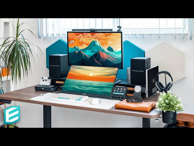 Office Desk Setup Tour 2023 - Dual Monitor Stack