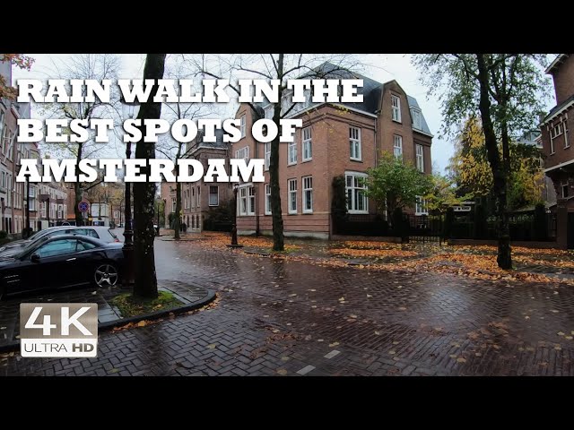 ⁴ᴷ Walking in the Rain in Amsterdam | Binaural sounds, Relaxation, Focus, Study ASMR