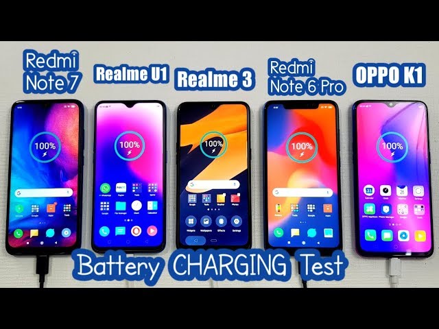 Redmi Note 7 vs Realme U1 vs Realme 3 vs Redmi Note 6 Pro vs Oppo K1 BATTERY CHARGING TEST