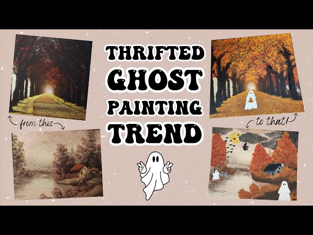 Trying the VIRAL Thrifted Ghost Painting Trend / Giving a Thrift Store Painting a Halloween Makeover