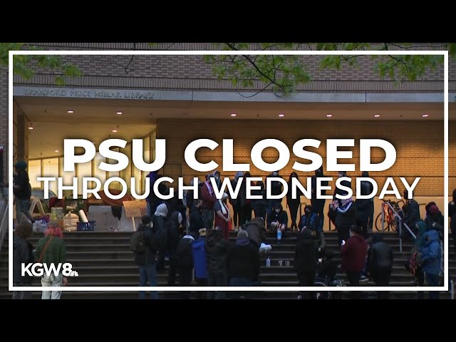 Portland State University campus closed after protest at library